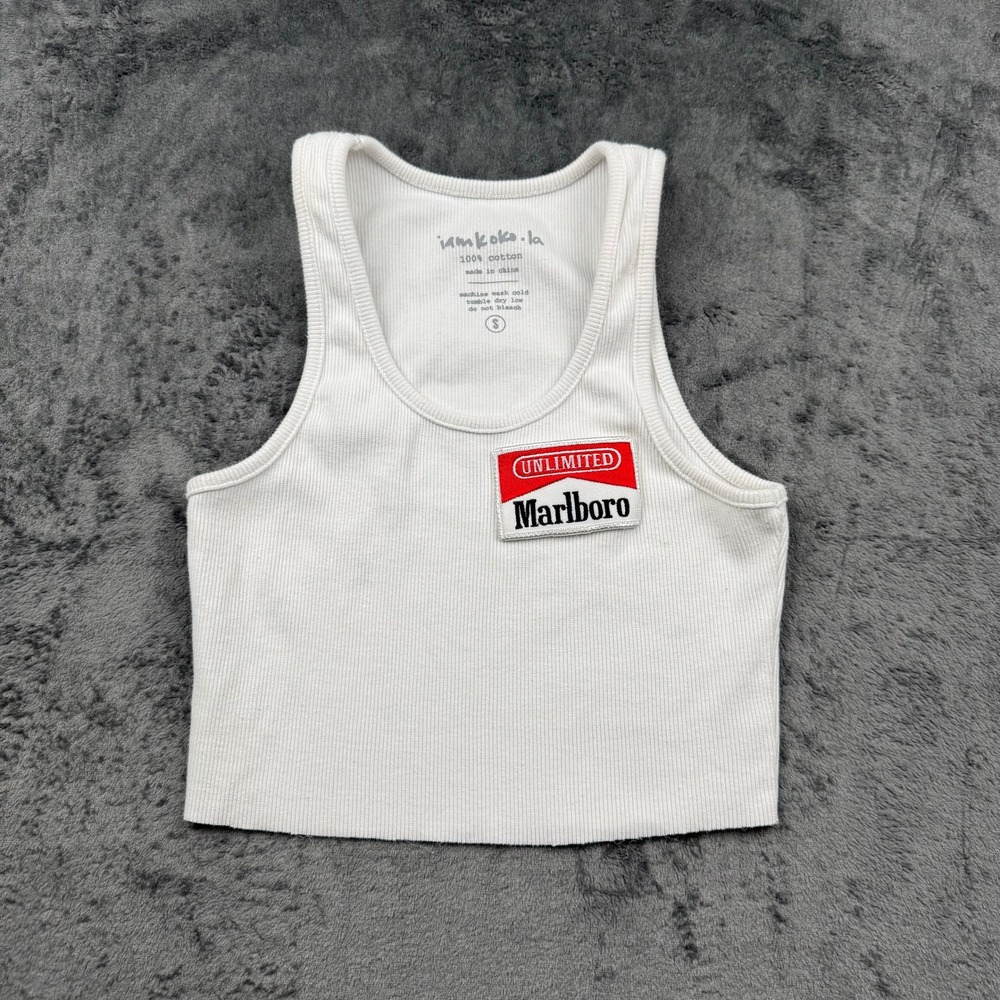 Marlboro Top Tank iamkoko.la Unlimited White Ribbed Crop Small